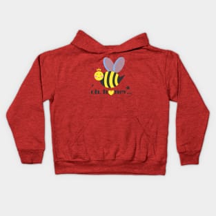 Happy bee princess character with tiara and typography Oh Honey Kids Hoodie